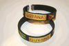 2 GUYANA COUNTRY FLAG BLACK FLEXIBLE METAL NYLON BRACELETS .. NEW