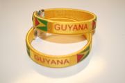 2 GUYANA COUNTRY FLAG YELLOW FLEXIBLE METAL NYLON BRACELETS ... NEW