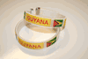 2 GUYANA WHITE COUNTRY FLAG FLEXIBLE METAL NYLON BRACELETS ... NEW