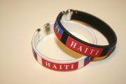 2 HAITI COUNTRY FLAG FLEXBILE METAL NYLON BRACELETS WRISTBANDS ... CHOOSE YOUR COLOR ... NEW