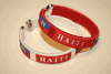 2 HAITI  COUNTRY FLAG FLEXIBLE METAL NYLON BRACELETS WRISTBANDS ... CHOOSE YOUR COLOR .. NEW