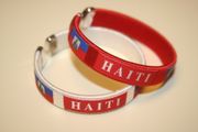 2 HAITI  COUNTRY FLAG FLEXIBLE METAL NYLON BRACELETS WRISTBANDS ... CHOOSE YOUR COLOR .. NEW