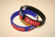 2 HAITI COUNTRY FLAG FLEXIBLE METAL NYLON BRACELETS WRISTBANDS ... CHOOSE YOUR COLOR ... NEW