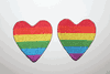 2 HEART GAY & LESBIAN RAINBOW PRIDE IRON ON PATCHES CRESTS BADGES .. NEW