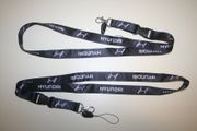 2 HYUNDAI BLACK HIGH QUALITY CAR AUTOMOBILE LANYARDS KEYCHAINS PASSHOLDERS .. NEW