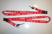 2 " I LOVE JESUS " RED LANYARDS KEYCHAINS PASSHOLDERS ... NEW