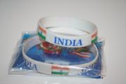 2 INDIA WHITE COUNTRY FLAG SILICONE BRACELETS WRISTBANDS ... CRICKET ...NEW