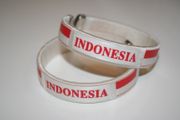 2 INDONESIA WHITE COUNTRY FLAG FLEXIBLE METAL NYLON BRACELETS .. NEW