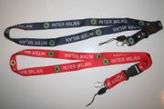 2 INTER MILAN RED OR BLACK SOCCER FOOTBALL LANYARDS KEYCHAINS PASSHOLDERS NECKSTRAPS ... NEW