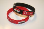 2 IRAQ COUNTRY FLAG FLEXIBLE METAL NYLON BRACELETS ... 2 RED OR 2 BLACK OR ( 1 RED & 1 BLACK ) ... NEW