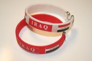 2 IRAQ COUNTRY FLAG FLEXIBLE METAL NYLON BRACELETS ... 2 WHITE OR 2 RED OR (1 WHITE & 1 RED) ... NEW