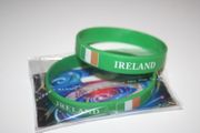 2 IRELAND GREEN COUNTRY FLAG SILICONE BRACELETS ... SOCCER FOOTBALL .. NEW