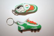 2 IRELAND GREEN SOCCER FOOTBALL SHOE CLEAT KEYCHAINS .. FIFA WORLD CUP EURO .. NEW