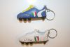 2 ITALIA COUNTRY FLAG SOCCER FOOTBALL SHOE CLEAT KEYCHAINS .. 1 BLUE &  1 WHITE .. FIFA WORLD CUP EURO ITALY ... NEW