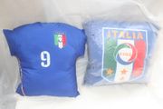 2 ITALIA FIFA WORLD CUP SOCCER FOOTBALL PILLOWS .. 1 JERSEY PILLOW & 1 SQUARE PILLOW ... ITALY .. NEW
