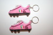 2 ITALIA PINK LADIES COUNTRY FLAG SOCCER FOOTBALL SHOE CLEAT KEYCHAIN .. ITALY FIFA WORLD CUP EURO .. NEW