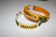 2 JAMAICA COUNTRY FLAG FLEXIBLE METAL NYLON BRACELETS ... (CHOOSE YELLOW OR WHITE COLOR ) ... NEW