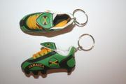 2 JAMAICA COUNTRY FLAG SOCCER FOOTBALL SHOE CLEAT KEYCHAIN ... NEW