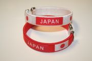2 JAPAN COUNTRY FLAG FLEXIBLE METAL NYLON BRACELETS .. 2 RED OR 2 WHITE OR (1 RED & 1 WHITE)