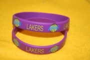 2 LA LAKERS SILICONE BRACELETS (ADULT AND KIDS SIZES) NBA BASKETBALL