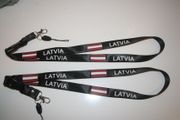 2 LATVIA BLACK COUNTRY FLAG LANYARDS KEYCHAINS PASSHOLDERS .. NEW
