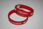 2 LEBANON RED COUNTRY FLAG FLEXIBLE METAL NYLON BRACELETS ... NEW