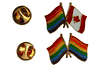 2 LGBTQ Pride Flags & Pride CANADA Friendship - SET Metal LAPEL PIN BADGE METAL LAPEL PIN BADGES