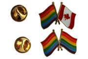 2 LGBTQ Pride Flags & Pride CANADA Friendship - SET Metal LAPEL PIN BADGE METAL LAPEL PIN BADGES