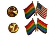 2 LGBTQ Pride Flags & Pride USA Friendship - SET Metal LAPEL PIN BADGE METAL LAPEL PIN BADGES