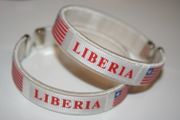 2 LIBERIA WHITE COUNTRY FLAG FLEXIBLE BRACELETS WRISTBANDS ... NEW