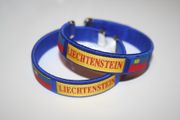 2 LIECHTENSTEIN BLUE COUNTRY FLAG FLEXIBLE  METAL NYLON BRACELETS WRIST BANDS ... NEW