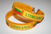 2 LITHUANIA YELLOW COUNTRY FLAG FLEXIBLE BRACELETS WRISTBANDS .. NEW