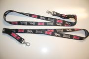 2 LONSDALE LONDON BLACK LANYARDS KEYCHAINS PASSHOLDERS ... NEW