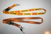 2 MACEDONIA COUNTRY FLAG LANYARDS KEYCHAINS PASSHOLDERS ... CHOOSE BETWEEN YELLOW & BROWN .. NEW