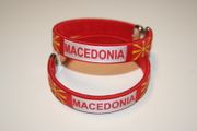 2 MACEDONIA RED COUNTRY FLAG METAL BRACELETS .... NEW