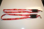 2 MANCHESTER UNITED FC FOOTBALL CLUB CELL PHONE KEYCHAINS LANYARDS ... BIG LOGO SOCCER ... NEW