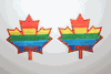 2 MAPLE LEAF GAY & LESBIAN RAINBOW PRIDE IRON ON PATCHES CRESTS BADGES .. NEW