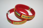 2 MAURITIUS RED COUNTRY FLAG FLEXIBLE C BRACELETS WRISTBANDS .. NEW