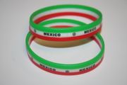 2 MEXICO COUNTRY FLAG COLORS LAYERED SILICONE BRACELETS WRISTBANDS .. FIFA WORLD CUP SOCCER FOOTBALL .. NEW