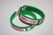 2 MEXICO COUNTRY FLAG FIFA WORLD CUP SOCCER FOOTBALL GREEN FLEXIBLE C BRACELETS WRISTBANDS .. NEW