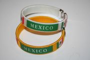 2 MEXICO COUNTRY FLAG FLEXIBLE BRACELETS WRISTBANDS .. CHOOSE YOUR COLOR .. FIFA WORLD CUP ...NEW