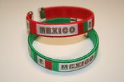 2 MEXICO COUNTRY FLAG FLEXIBLE METAL NYLON BRACELETS ( IN GREEN OR RED COLOR)