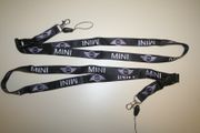 2 MINI COOPER BLACK HIGH QUALITY CAR LANYARDS KEYCHAINS PASSHOLDERS .. AUTOMOBILE .. NEW