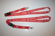 2 MONTREAL CANADIENS NHL HOCKEY RED & WHITE STRIPE LANYARDS KEYCHAINS PASSHOLDERS .. NEW