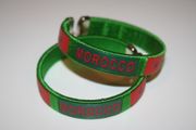 2 MOROCCO GREEN COUNTRY FLAG FLEXIBLE METAL NYLON BRACELETS ... NEW