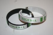 2 NIGERIA COUNTRY FLAG FLEXIBLE C BRACELETS WRISTBANDS .. CHOOSE YOUR COLOR .. NEW