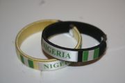2 NIGERIA COUNTRY FLAG FLEXIBLE C BRACELETS WRISTBANDS .. CHOOSE YOUR COLOR . NEW