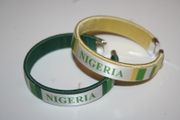 2 NIGERIA COUNTRY FLAG FLEXIBLE C BRACELETS WRISTBANDS .. CHOOSE YOUR COLOR .. NEW
