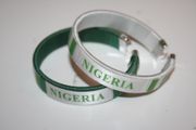 2 NIGERIA COUNTRY FLAG FLEXIBLE C BRACELETS WRISTBANDS .. CHOOSE YOUR COLOR .. NEW