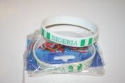 2 NIGERIA WHITE COUNTRY FLAG SILICONE BRACELETS WRISTBANDS .. NEW